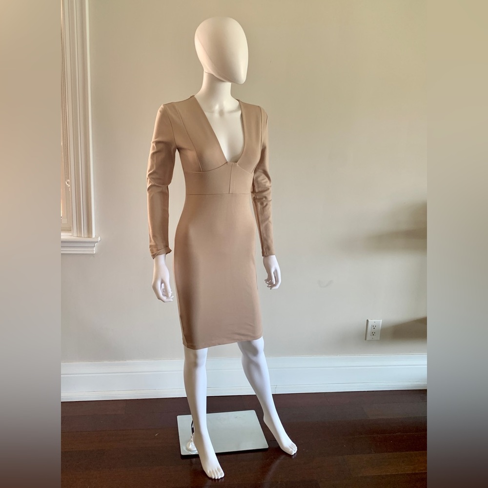 Mendecino Bodycon Executive Dress in Nude